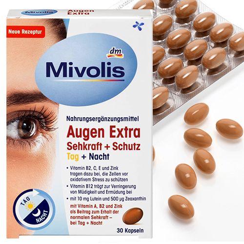 Вітаміни для очей з лютеїном Mivolis Augen Extra Sehkraft + Schutz, Tag + Nacht, Kapslen - 30 капсул