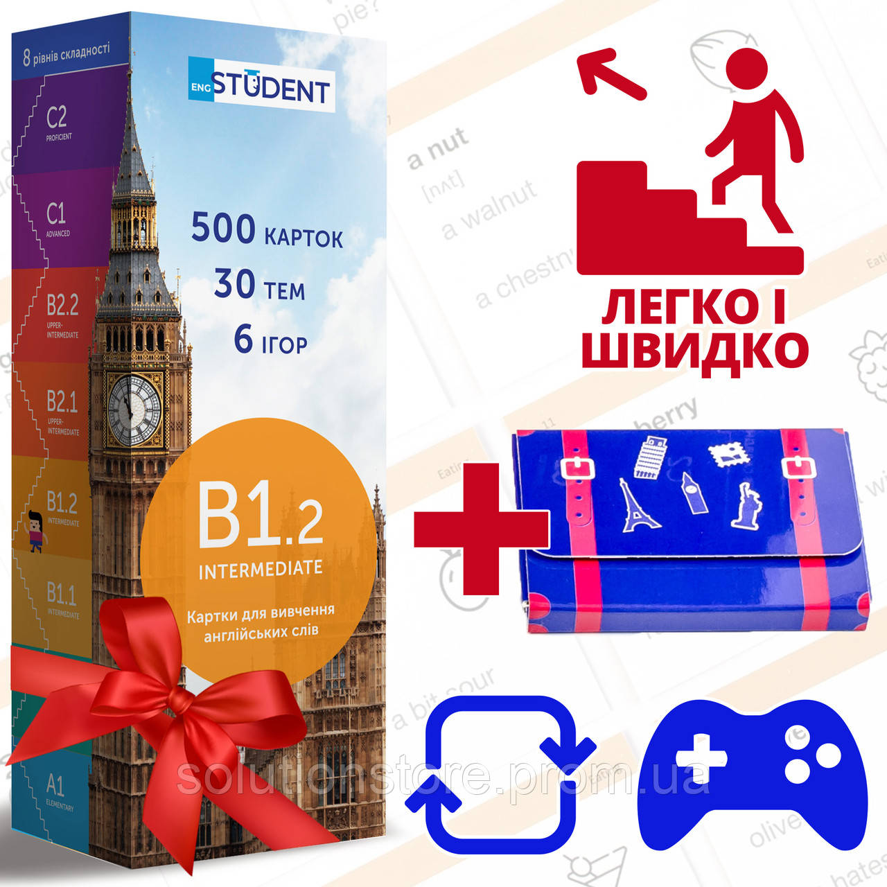 Карточки картонные для изучения английского языка English Student B1.2 ...