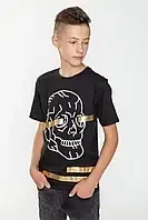 Літня дитяча футболка для хлопчика з принтом черепа Young Reporter Польща 193-0442B-58-100-1 Чорний.Топ!