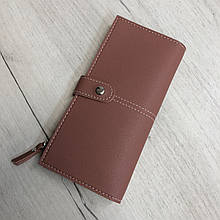 Великий гаманець із відділом для дрібниці клапан на кнопці 0836 Рожевий