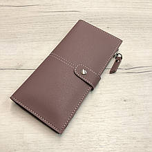 Великий гаманець із відділом для дрібниці клапан на кнопці 0836 Пудровий