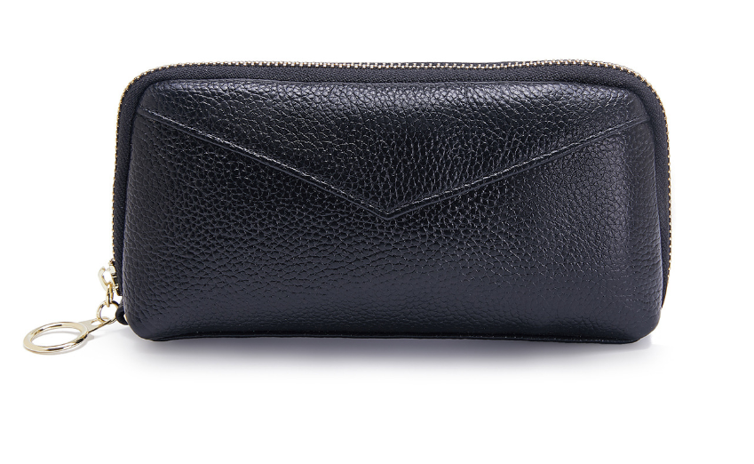 Шкіряний гаманець косметичка з ремінцем на руку А03-КТ-10218 Чорний, фото 1