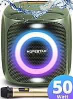 Колонка Hopestar H-100 Party Зелёная портативная акустическая Bluetooth система 50 Вт с микрофоном