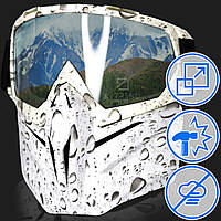 Горнолыжная маска трансформер для защиты лица Белая Лыжная с очками для катания на квадроциклах мотоциклах