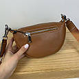 Шкіряна сумка бананка застібка з кільцем С60-КТ-307 Коричнева, фото 4