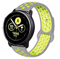 Ремешок на часы Samsung Galaxy Active 2 (20 mm). Серо-желтый