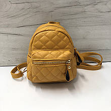 Стильний рюкзак міні з кишенею спереду стьобана структура 0558 Жовтий