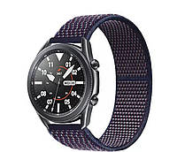 Ремешок тканевый нейлоновый на Samsung Galaxy watch 3. Фиолетово-синий