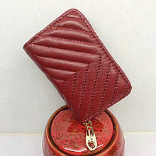 Міні шкіряний гаманець кардхолдер для картки на блискавці КТ-10212 Червоний