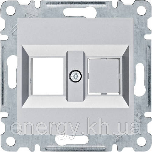 Лицьова панель подвійна для RJ12/RJ45 Hager Lumina Срібний, фото 1