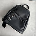 Шкіряний рюкзак кишеня спереду + широкий ремінець С04-КТ-2860 Чорний, фото 6