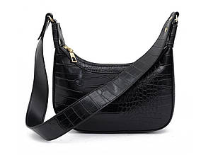 Сумка бананка через плече крокодил ПУ (1673) -A05 Чорний
