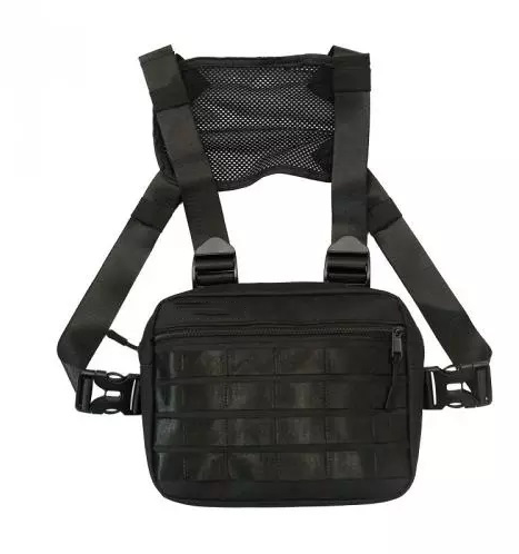 Сумка-жилет разгрузочная нагрудная, тактическая черная сумка для военных, охотников и рыбаков, GP - фото 5 - id-p1629028784