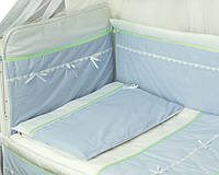 Комплект в кроватку Руно Лапушка сатин стандарт 4 предмета детский голубой арт.977ЛУ_Блакитний з салатовою