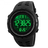 Водонепроникний спортивний чоловічий годинник електронний із підсвіткою, секундоміром і будильником, фото 2