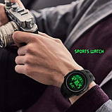 Кварцові військові та армійські чорні електронні тактичні годинники skmei з каучуковим ремінцем круглі, фото 9