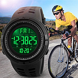 Кварцові військові та армійські чорні електронні тактичні годинники skmei з каучуковим ремінцем круглі, фото 4