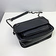 Шкіряна сумка із клапаном ручка на плече КТ-996-Г Чорна, фото 2