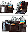 Шкіряний чоловічий гаманець застібка-клапан на кнопці А03-КТ-10213-Г Коричневий, фото 2