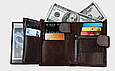 Шкіряний чоловічий гаманець застібка-клапан на кнопці А03-КТ-10213-Г Коричневий, фото 3