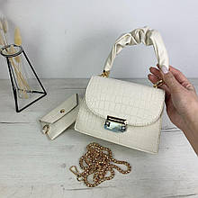 Сумка клатч фактура крокодил з м'якою ручкою 1723-К Біла