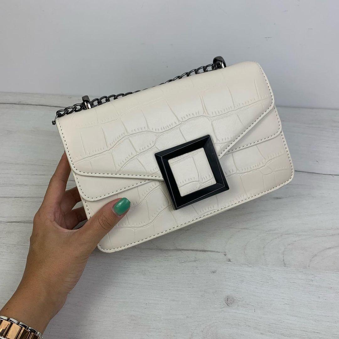 Сумка крокодил, застібка квадрат -a05 (0430) Білий, фото 1