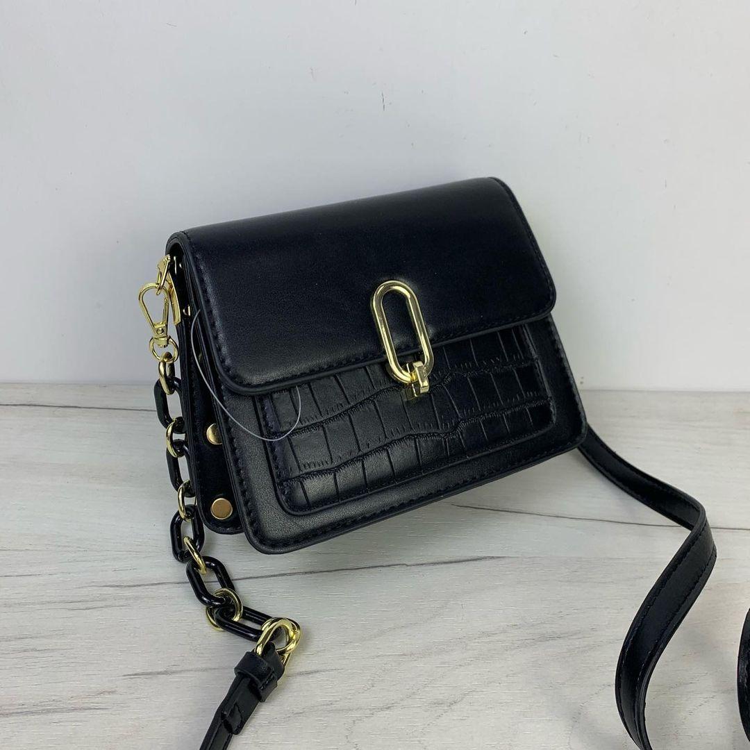 Сумка овальна застібка / еко-шкіра (1785) Чорний, фото 1