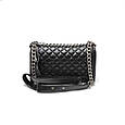 Шкіряна сумка "Boy" фасон стьобаний КТ-951-Р Чорна, фото 7