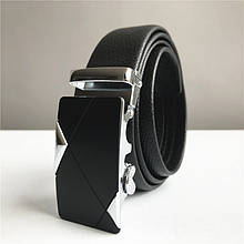 Ремінь чоловічий шкіряний з пряжкою автомат ШК-00114 Чорна пряжка