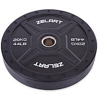 Блины (диски) бамперные для кроссфита Zelart Bumper Plates TA-2258-20 51мм 20кг черный