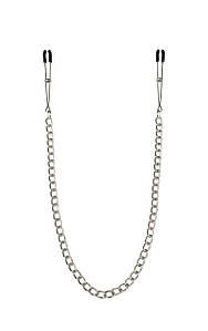 Тонкі затискачі для сосків із ланцюжком Feral Feelings - Chain Thin nipple clamps, срібло/чорний SO3794