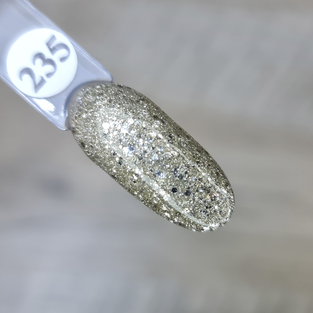 Гель лак для нігтів Sweet Nails гліттерний - срібло №235 8мл Польща