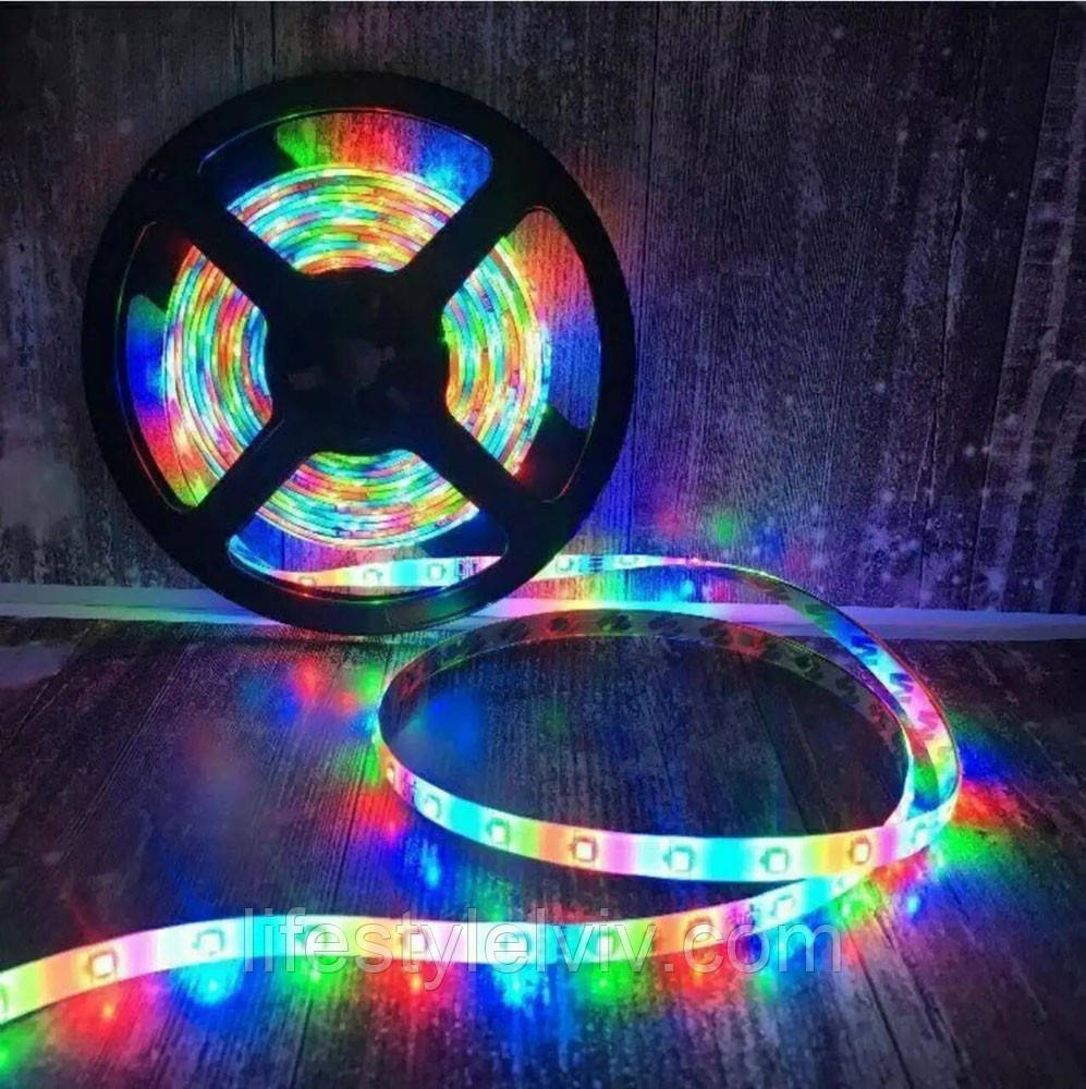 Світлодіодна стрічка LED RGB 3528 12В, 300LED (5м) / Комплект для контурного підсвічування приміщення, фото 1
