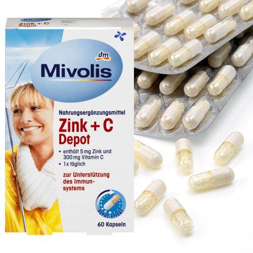 Mivolis Zink + C Depot-Kapseln - Цинк + вітамін С в капсулах - 60 шт