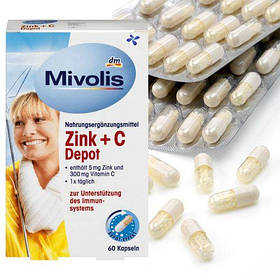 Mivolis Zink + C Depot-Kapseln - Цинк + вітамін С в капсулах - 60 шт