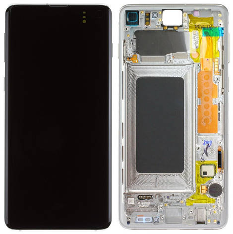 Дисплей Samsung Galaxy S10 G973 с тачскрином и рамкой, оригинал 100% Service Pack, White, фото 2