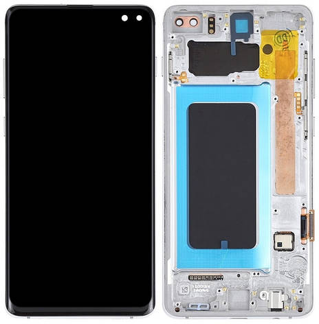 Дисплей Samsung Galaxy S10 Plus G975 с тачскрином и рамкой, оригинал 100 % Service Pack, Prism White, фото 2