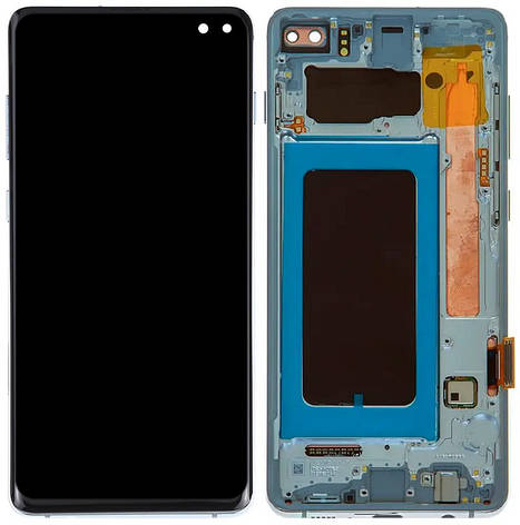 Дисплей Samsung Galaxy S10 Plus G975 с тачскрином и рамкой, оригинал 100 %  Service Pack, Prism Blue, фото 2