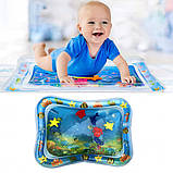 Водяний килимок дитячий Qmol з рибками Надувний водний килимок для малюків Синій, фото 3