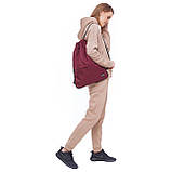 Рюкзак-мішок для взуття з розширенням і кишенею Tiger бордовий, фото 4