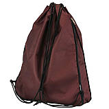 Рюкзак-мішок для взуття з розширенням і кишенею Tiger бордовий, фото 2