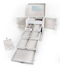 Велика скринька-органайзер Elegant Collection для прикрас 2 в 1 з мініорганайзером, білий колір