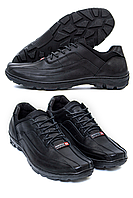 Мужские кожаные осенние весенние кроссовки Sport Style черные из натуральной кожи весна осень *SP*