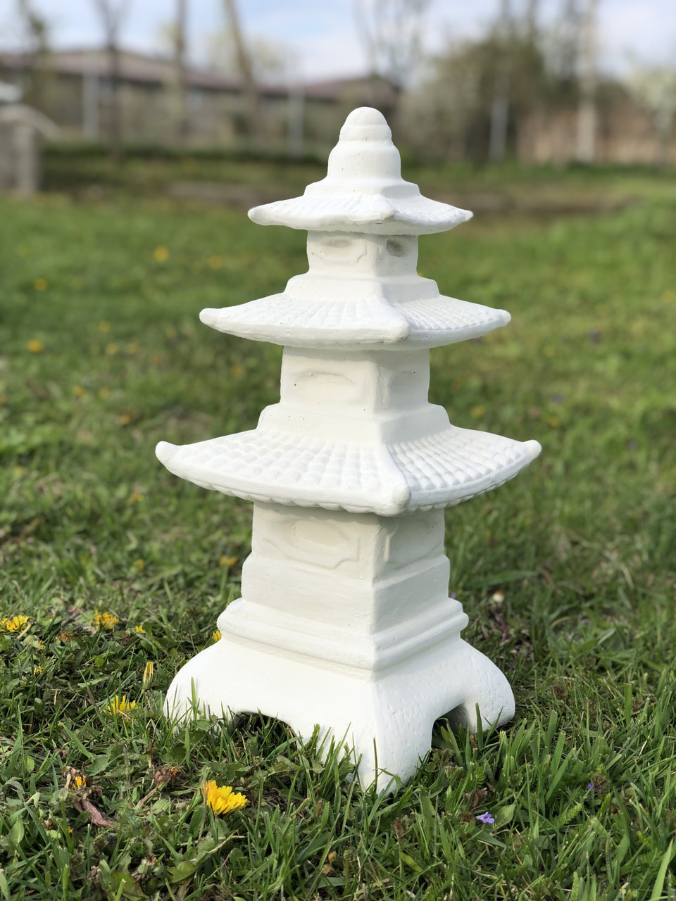 Садова фігура, скульптура, білий Японський будиночок для декору саду з цементу, ручної роботи 46 см, фото 1