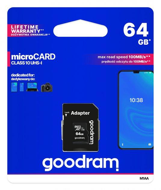 Флеш накопичувач (карта пам'яті) Goodram MicroSDXC 64GB UHS-I Class 10