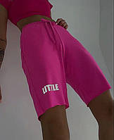 Модні подовжені жіночі шорти бермуди з принтом; тканина: двонитка/6 кольорів