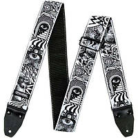 Ремень гитарный Dunlop ILD04 I Love Dust Guitar Strap Skulls Black White