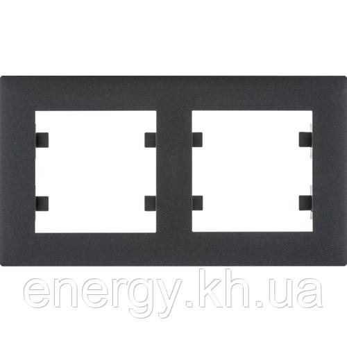 Рамка 2 пост. горизонтальна Hager Lumina Intense Чорний, фото 1