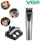 Машинка для стрижки волосся - триммер для бороди "VGR V-029" 6в1 Сріблястий/чорний, триммер для чоловіків