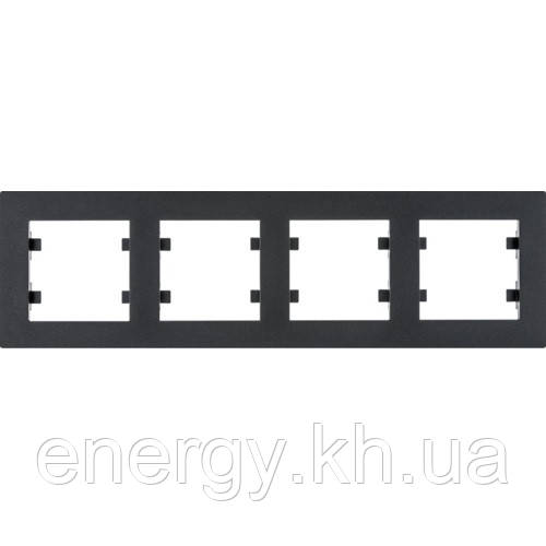 Рамка 4 пост. горизонтальна Hager Lumina Intense Чорний, фото 1